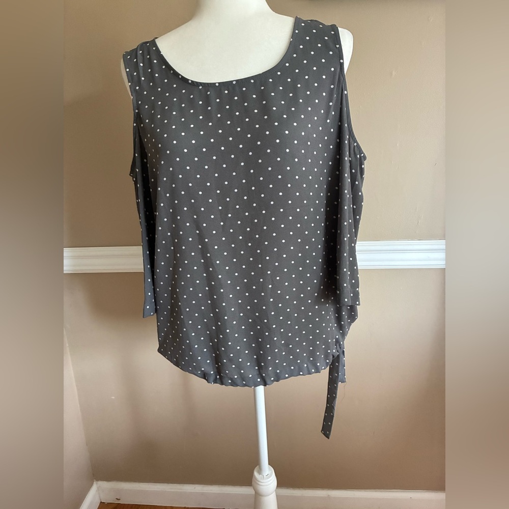 Gray Asymmetrical Tie Front Tank Top